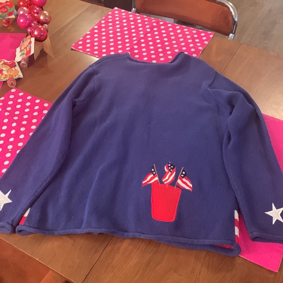 Cute Vintage Patriotic cotton/ramie sweater! M - Picture 5 of 5